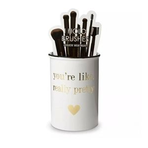 Makeup brush holder with 10 piece brush set